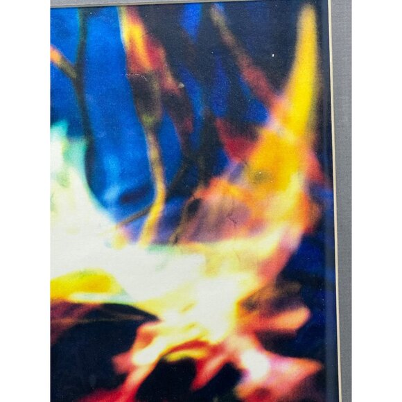 Abstract Framed Art Print By Signed Artist Bruton Colorful Fiery Design 28X20" - Picture 6 of 11